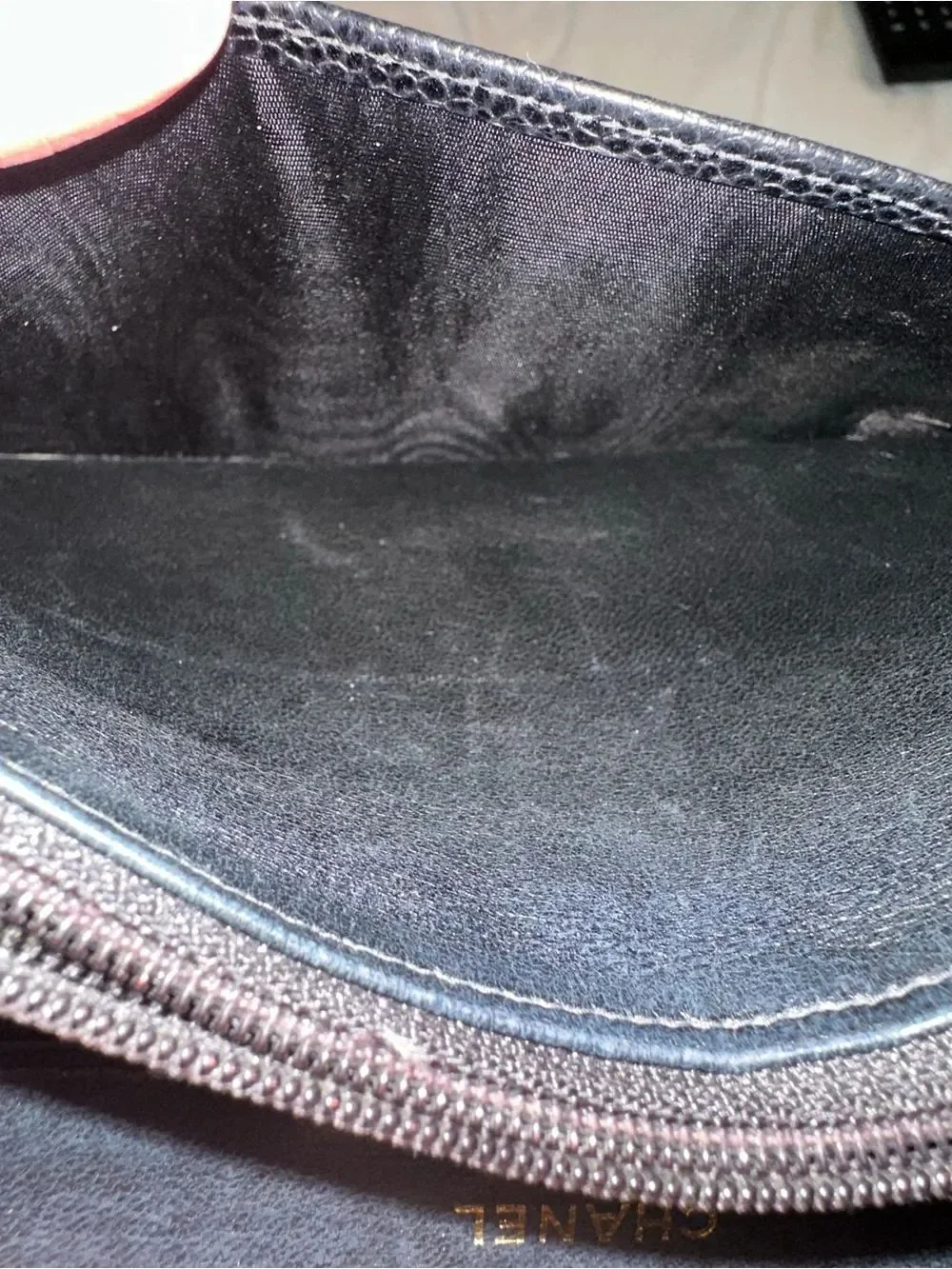CHANEL Black Textured Caviar Leather Flap Clutch